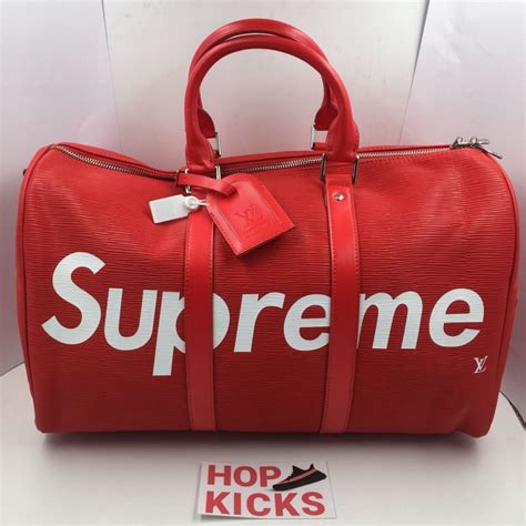 supreme x lv duffle bag black|supreme bandouliere holdall.